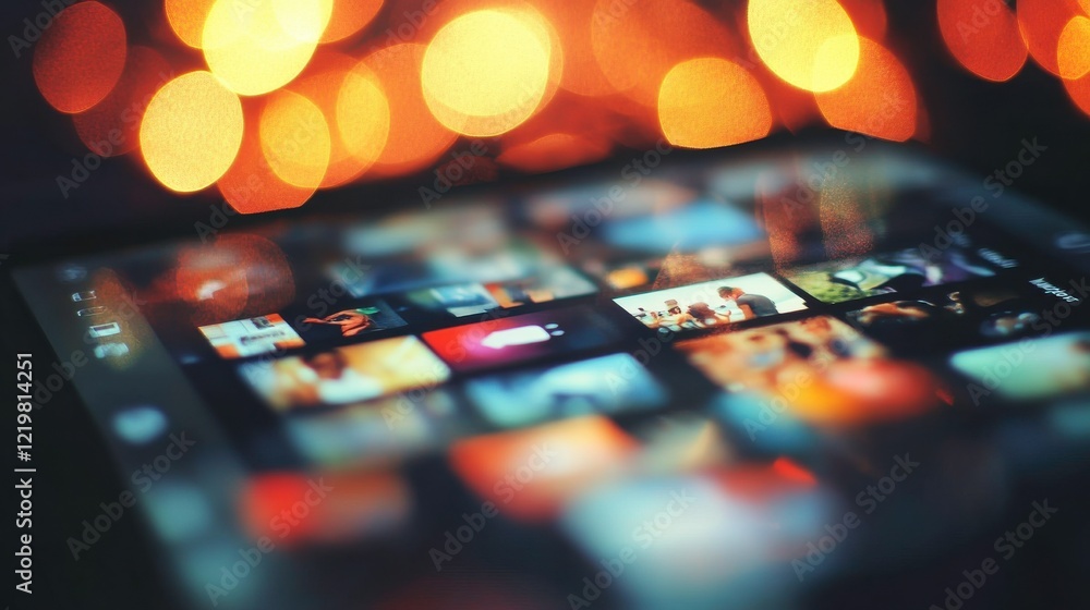 Poster smartphone screen with action-oriented scenes