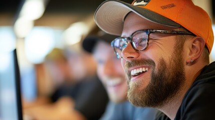 Fototapeta premium Engaged computer programmers collaborate and brainstorm in modern IT office