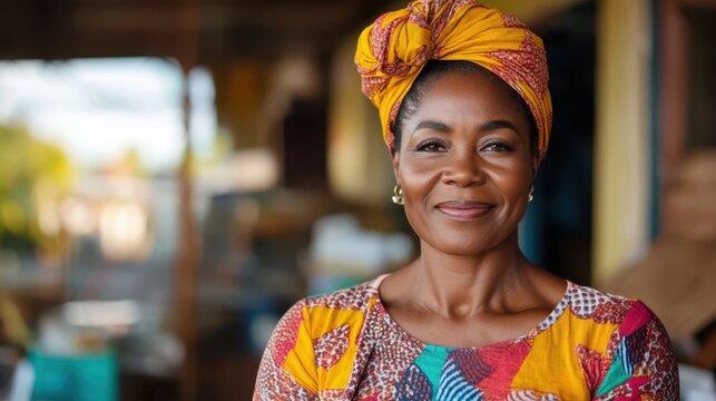 Joyful volunteer spreading kindness at donation center