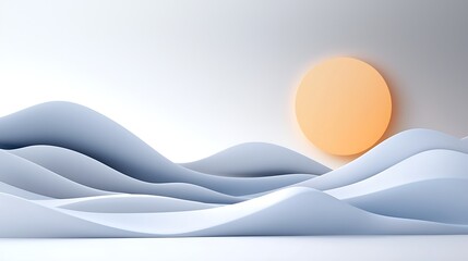Serene Abstract Landscape with Gentle Waves and a Warm Sunset
