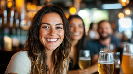 Friends enjoying lively conversations over drinks in a cozy pub atmosphere