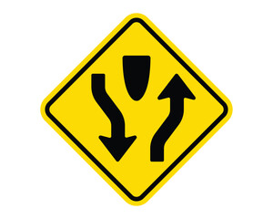 Traffic Sign Indicating Divided Highway Ahead on Public Roads, High-Quality Vectorial Stock Image © Media Core Design