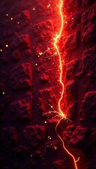 Crackling sparkler flames on a deep crimson red stone wall, wall, crackle, flame