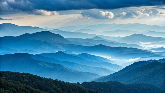 Layered Blue Mountains Landscape Photography Clouds, Haze and Depth, landscape photography, mountain range landscape photography, mountain range - Powered by Adobe
