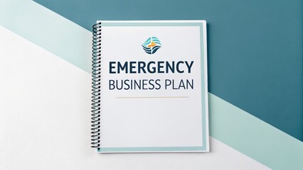 Spiral-Bound Emergency Business Plan Teal and White Minimalist Design, Business Continuity, Disaster Preparedness Business planning, emergency preparedness