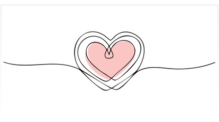 Simple hand drawn heart vector illustration, background for valentines day, in light white and pink colors, simple love themed illustration, with lines, for cards, posters, with empty, blank space.