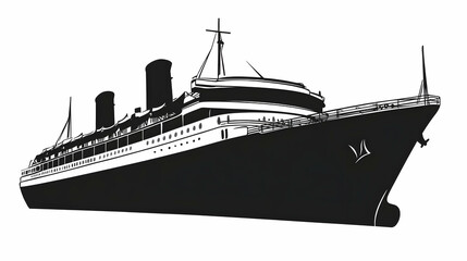 Obraz premium Ocean liner, sailing, sea, travel, vintage style illustration, nautical