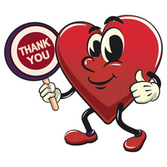Cute heart vektor illustration mascot character say thank you, work of hand drawn