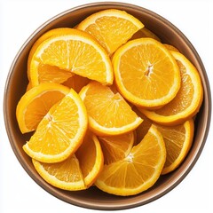 Freshly cut orange slices arranged in a bowl