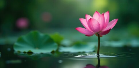 Obraz premium majestic lotus stem rising above water surface, aquatic, stem