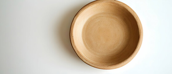 Empty wooden bowl on white background, food prep