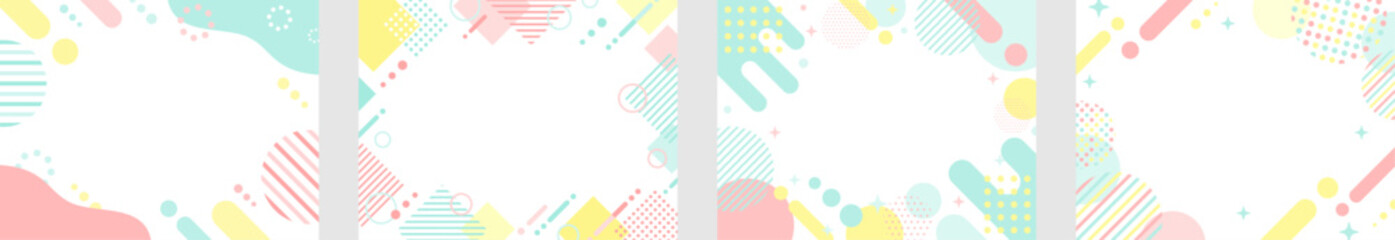 春色のポップでかわいい、フレーム背景イラスト