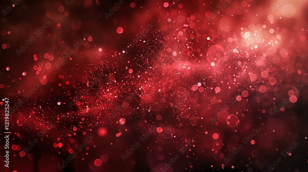 Poster abstract red bokeh lights on a dark background.