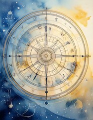 Obraz premium horoscope, astrology, illustration, background, art, watercolour, effect, star, signs, grunge, vintage, 