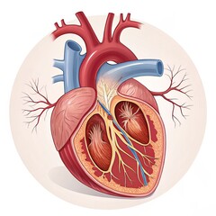 Cross-section Illustration of Human Heart Anatomy Detailed Art, Cardiology, Human Heart Cardiology, Anatomy