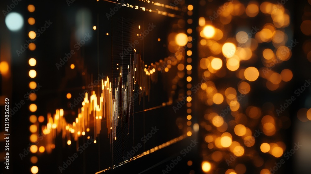 Poster market analysis data visualization with bright lights