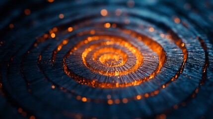 The concentric rings of a tree trunk in vivid close up detail