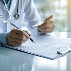 Professional Doctor Filling Medical Chart Checklist Document