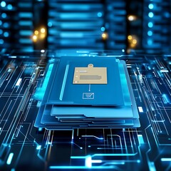 Professional Document Management System Concept Software in a Modern Workspace Setting