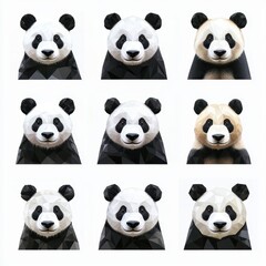 Nine Pandas: Geometric Portraits 