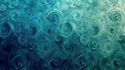 A blue-to-green gradient with swirling, semi-transparent spirals creates a hypnotic, calming effect while keeping a clean, abstract style.