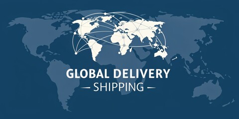Obraz premium Global Delivery Network World Map Illustration, Shipping Logistics, Worldwide Distribution, Global Trade Logistics, eCommerce