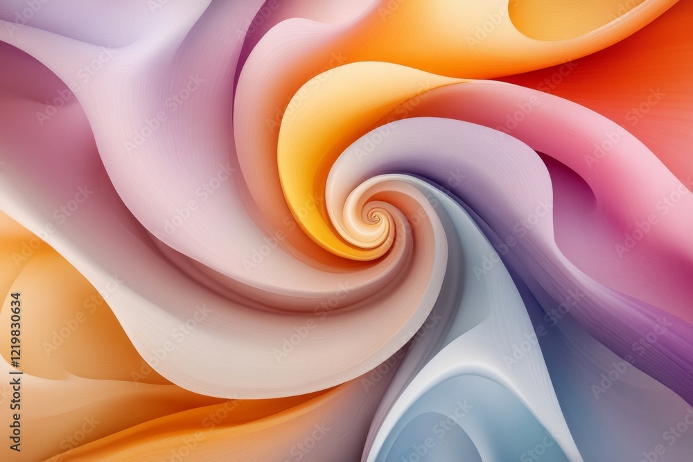 Poster a clean, abstract representation of a spiral with bright, popping colors, symbolizing the playful an