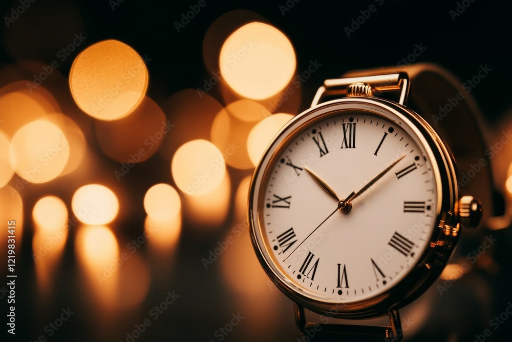 Poster a close-up of a wristwatch showing the time, with a blurred hand fidgeting nervously in the backgrou