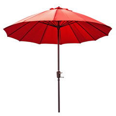 Red patio umbrella with transparent background, perfect for outdoor furniture catalogs or summer-themed designs