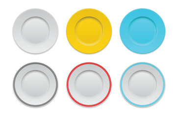 Set Illustration of Colorful Plastic Plates or bowl isolated  