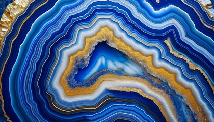Generated image A breathtaking close-up of blue agate featuring golden veins and intricate patterns