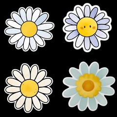 watercolor style daisy vector sticker, PNG, cute poster, PNG bundle, clipart, isolated background