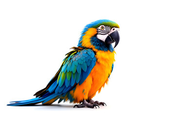 Vibrant Macaw Bird Against a Plain White Background