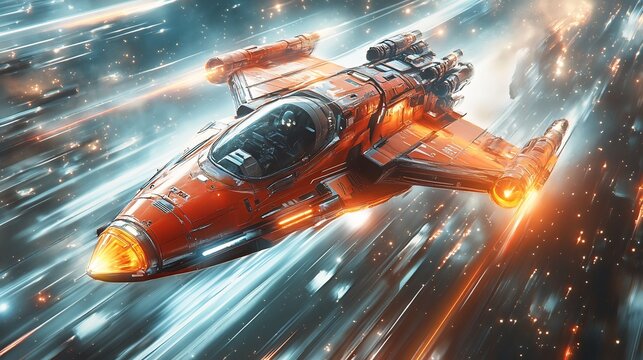 Vibrant depiction of a glowing exploration craft