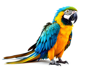 Fototapeta premium Vibrant Macaw Parrot Against a White Background