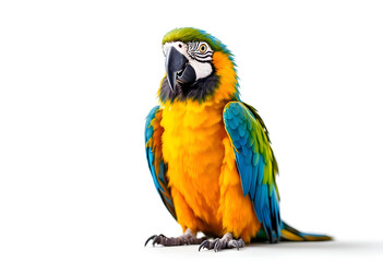 Obraz premium Vibrant Macaw Parrot, Vivid Colors Against White Background