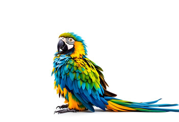 Fototapeta premium Vibrant Macaw Parrot, Profile View, Isolated on White