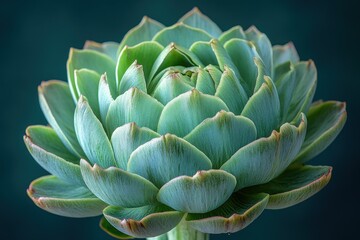 Minimalistic Top-down View of Fresh Artichoke Green Vegetable with Layered Leaves on Clean White Background