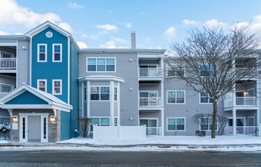 apartment community residential area after snow storm