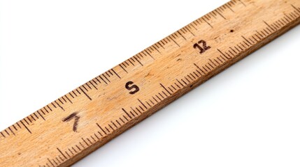 Vintage Wooden Ruler Close-Up