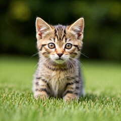 Cute kitten playing outside