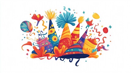 Joyful Birthday Celebration Hat Design Wide Angle
