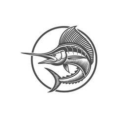  minimalist  marlin fish logo, perfect for fishing, ocean, and sports-themed brands. This versatile design can be used as a logo, icon, or graphic element.