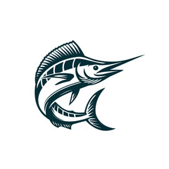  minimalist  marlin fish logo, perfect for fishing, ocean, and sports-themed brands. This versatile design can be used as a logo, icon, or graphic element.