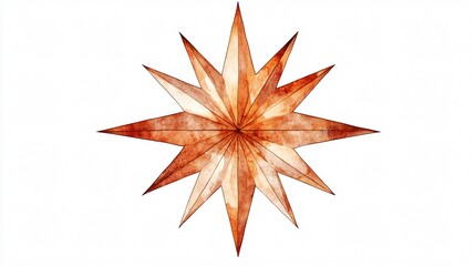 Elegant Moravian Star Watercolor Illustration in Brown