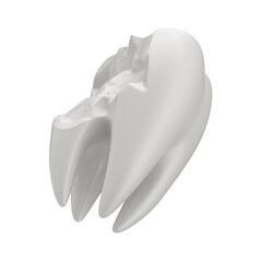 3D Asset Broken White Tooth with Isolated Background
