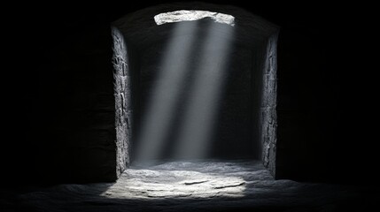 A dramatic shot of a dark mine shaft with 
