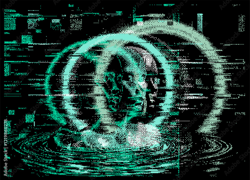 Aufkleber abstract background with glitch art artifacts. vector texture for futuristic poster or presentation 