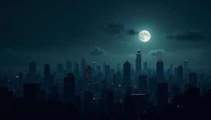 Shadowed city skyline with glowing windows, Earth Hour concept