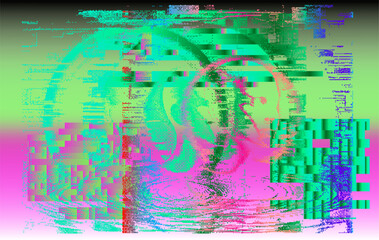 Abstract background with glitch art artifacts. Vector texture for futuristic poster or presentation backdrop.